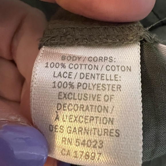 OLD Navy cotton smocked olive green top, retro, XS. - Picture 6 of 7